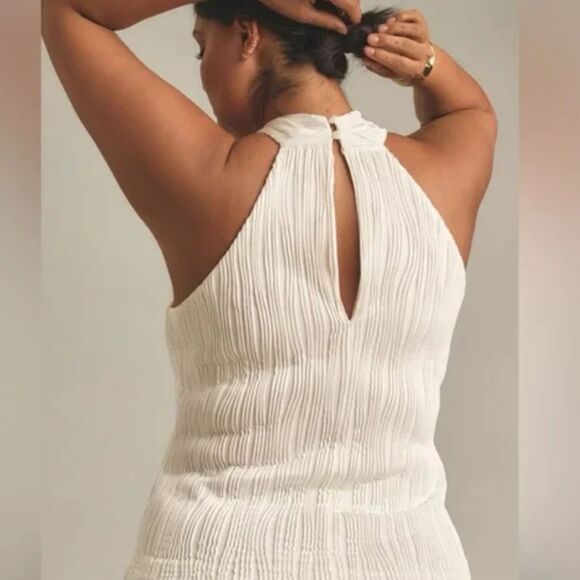 NWT Anthropologie Cross-Neck Halter Tank Top in White - Picture 2 of 9